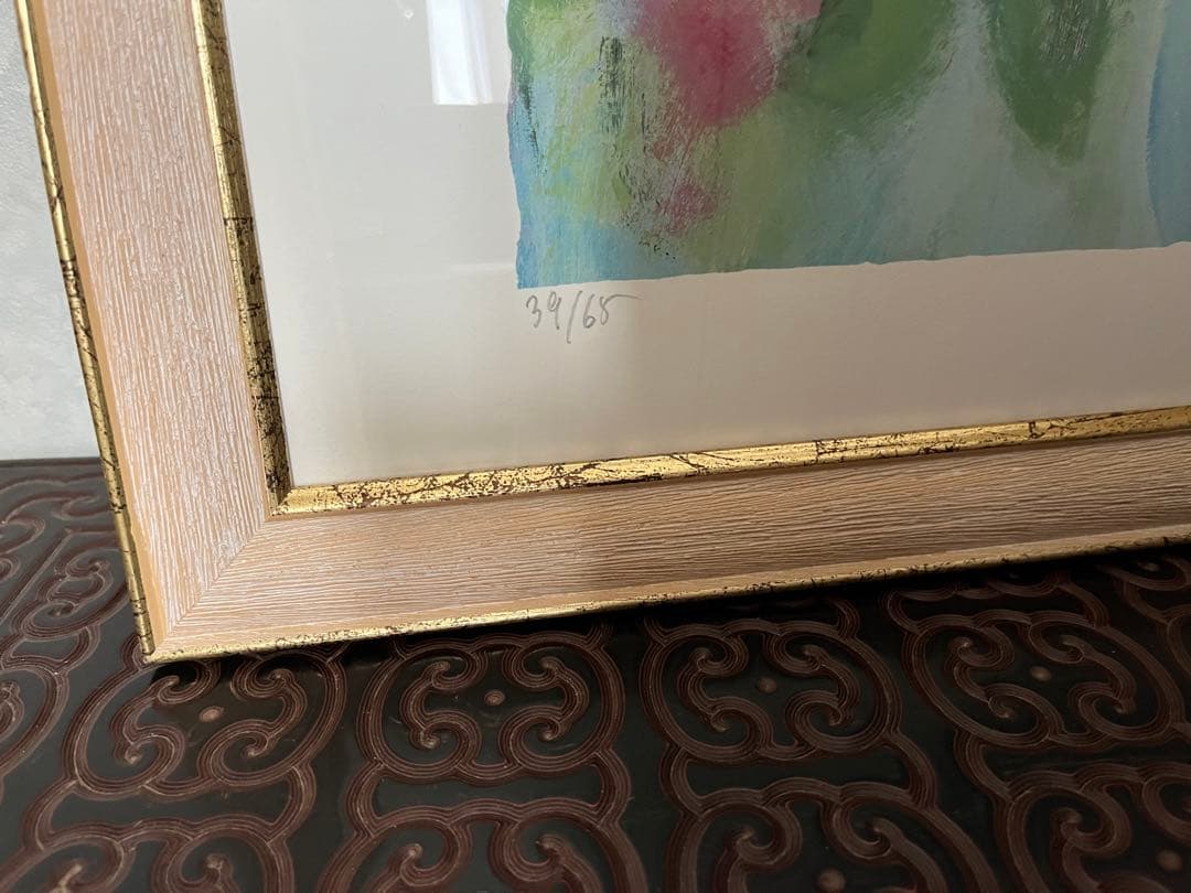 額入り版画 58×46 ジニー・キム 65枚限定 ED、サイン、証明書有 ピンク