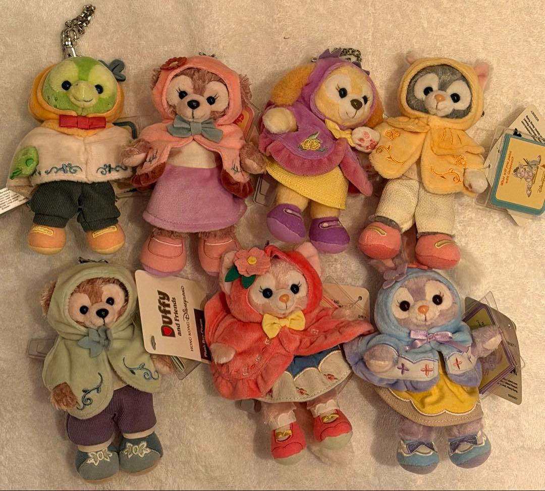 香港ディズニーランド　ダッフィーアンドフレンズ　ぬいぐるみキーホルダーセット 香港ディズニー☆ダッフィー&フレンズ デニムコスキーホルダー (Disney