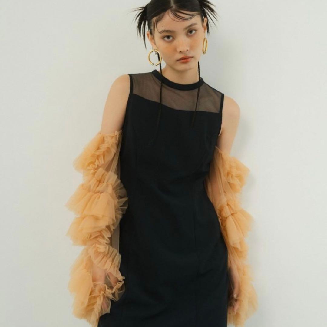 【美品】ANDRESED detached sleevedress ネイビーS