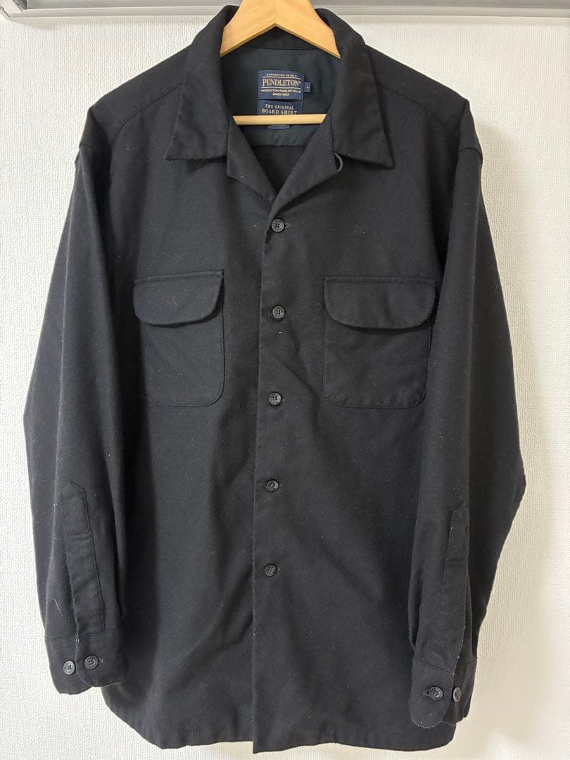 90's Pendleton ペンドルトン　ボートシャツ黒オープンカラーシャツ