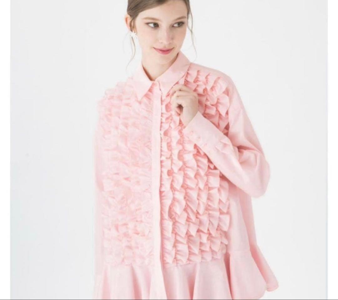 TSURU By MARIKO OIKAWA ピンクフリル長袖シャツ