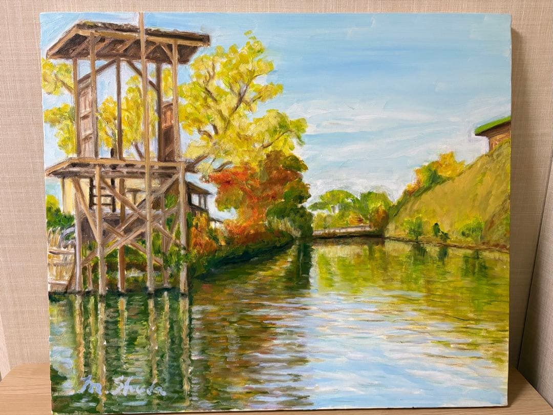 油彩原画『川下り•佐賀』　F10号　ミチ•スダ