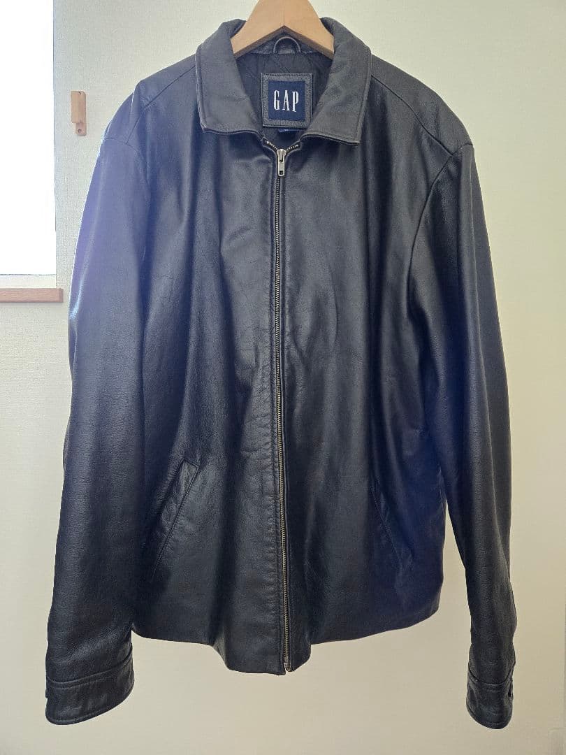 90s00s OLD GAP オールドギャップ レザージャケット カーコート 黒 90s GAP オールドギャップ レザージャケット 本革 カーコート 黒 L