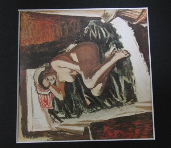 前田寛治、【ベッドの裸婦】、希少な額装用画集画、新品高級額 額装付