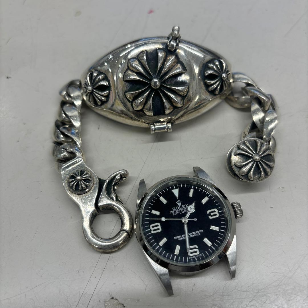 B5413 シルバー925 ウォッチケースブレスレット&ウォッチ