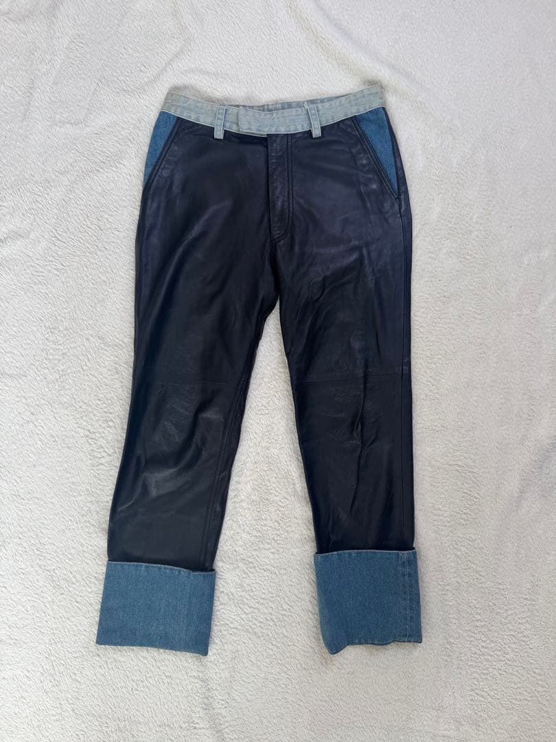 値下げ！レアMartin Margielaデニム切り替えレザーパンツ
