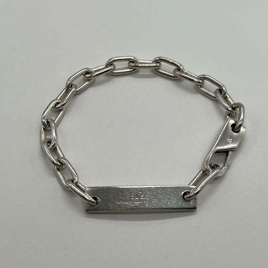 グッチ GUCCI IDプレート オーバルリンクチェーン ブレスレットSV925 GUCCI - グッチ GUCCI IDプレート オーバルリンクチェーン