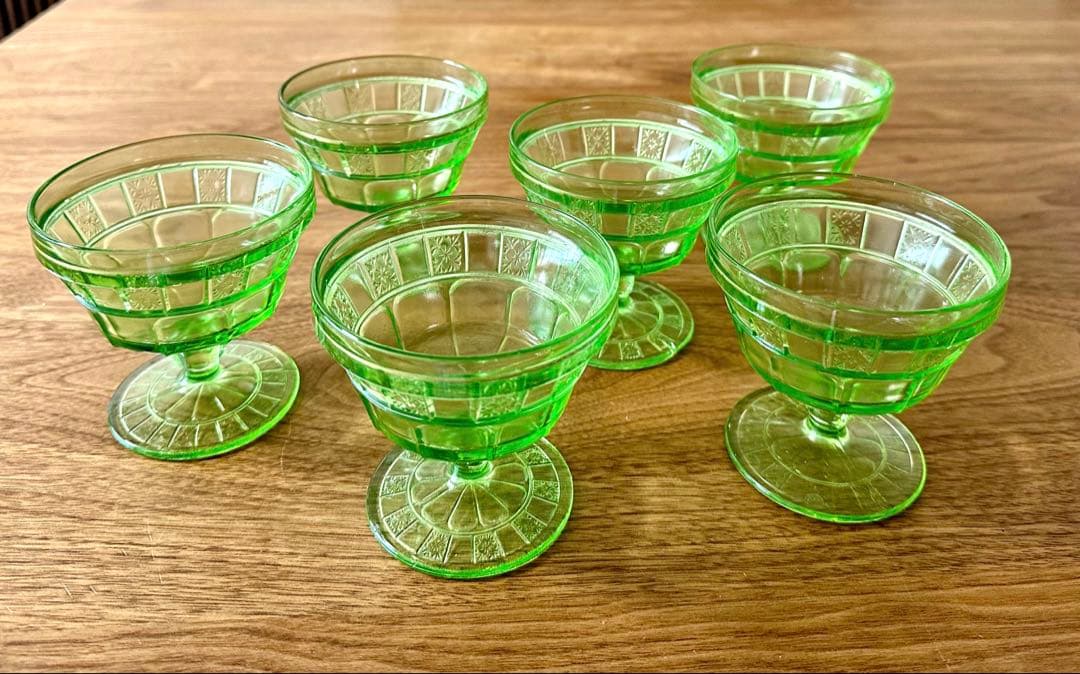 クリアランスDepression Glassディプレッションシャーベットグラス6