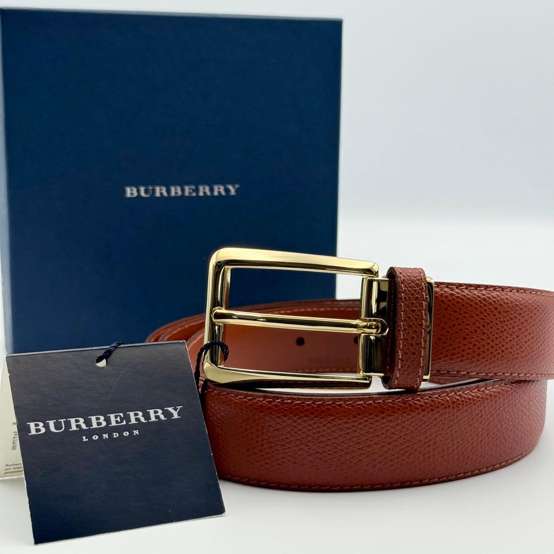 ✨未使用品✨バーバリーロンドン ベルト 箱タグ付 ゴールド金具 男女兼用 レザー