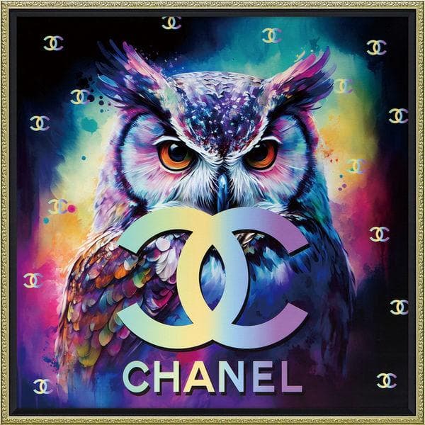 オマージュ アート ヴァイブラント ヴィヴィアン 絵画 フクロウ シャネル ロゴ