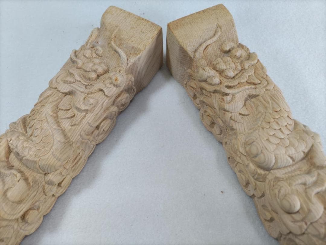 ★☆柏木【昇り龍柱】社寺仏閣、山車、神輿柱彫刻　高さ27ｃｍ