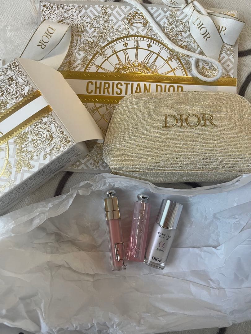 Dior リップグロス 3本セット ゴールドポーチ付き DIOR☆2023ホリデー☆ディオールアディクト プレゼント最適 (Dior
