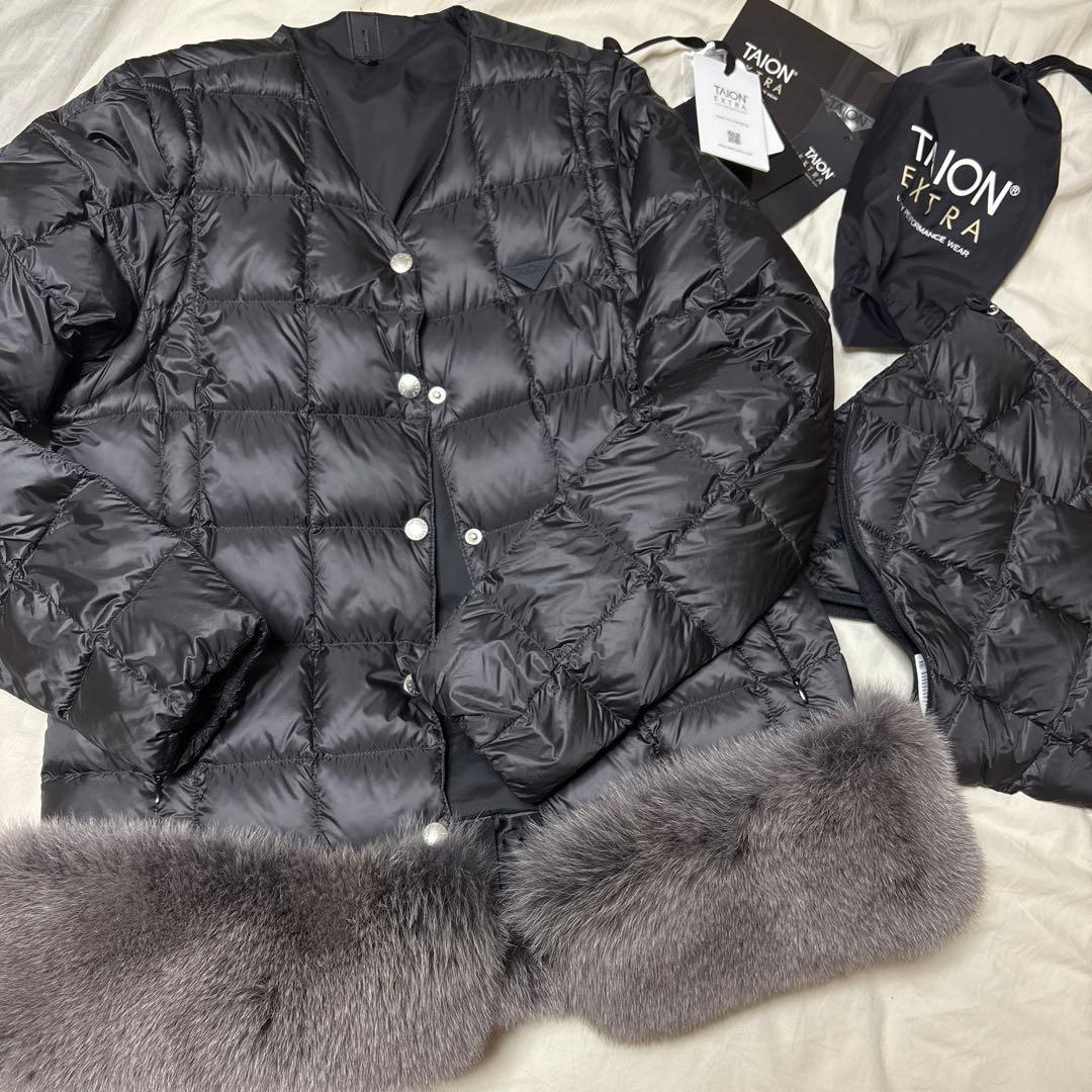 最終値下げ TAION EXTRA ファー付きダウンジャケット ブラック