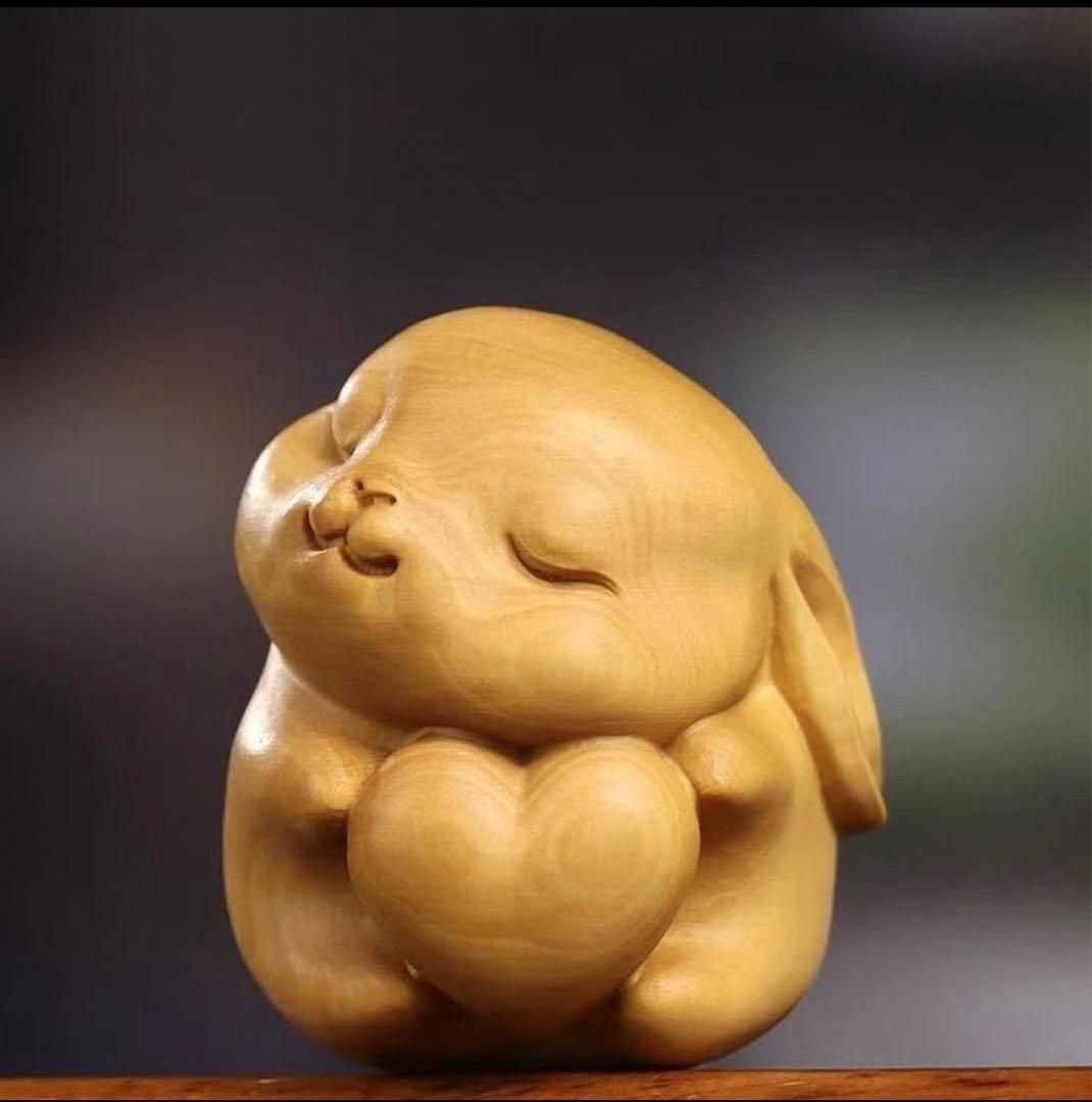 送料無料 癒される兎 人気新作！極上彫 木彫うさぎ ウサギ 可愛い兎