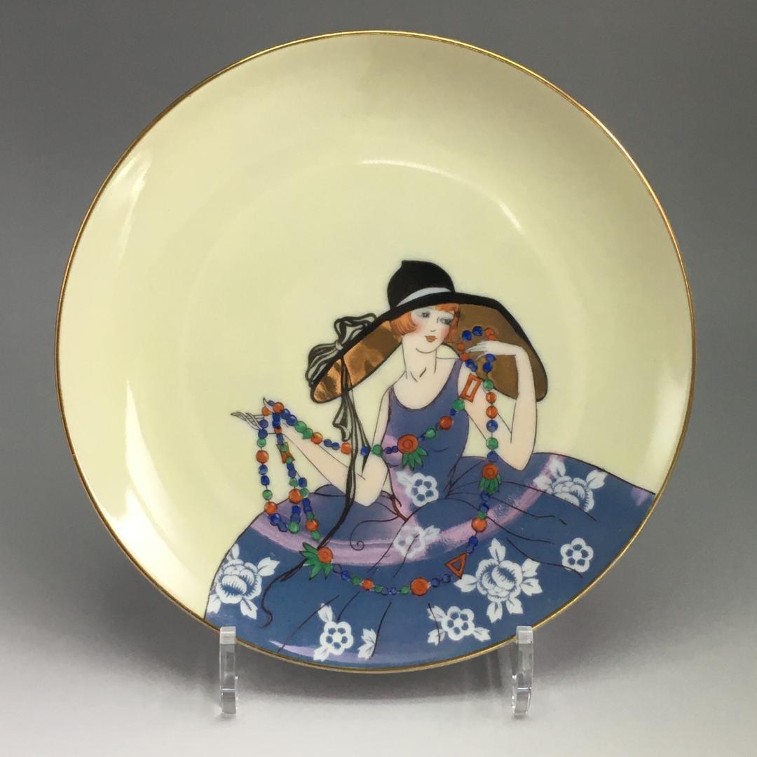 オールドノリタケ デコレディ プレート 飾り皿 ラスター彩 絵皿 貴婦人