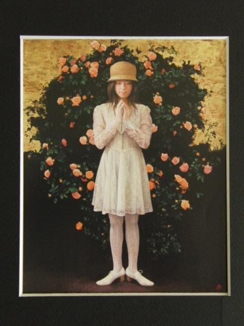 平澤篤、【rosa・rosa/rosso】、希少な額装用画集画、新品額 額装付