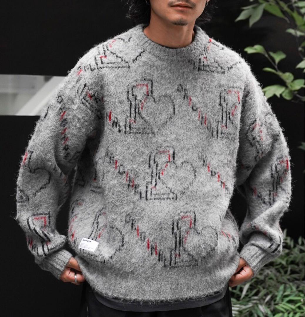 未使用タグ付！Schott（ショット）シャギーニット オリジナルハート／セーター