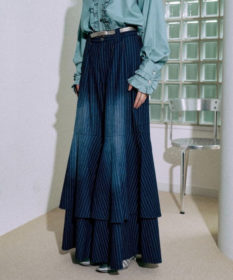 な*さ様 seyto サイズ1 / ストライプレイヤードデニムフレアデニムパンツ