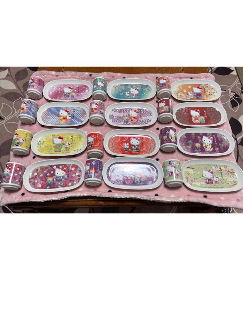 【超希少12種フルコンプ】ハローキティ 四季の湯呑み＆菓子皿 24点フルセット 清水焼 キティ湯呑（カキツバタ） | レジステイオンラインショップ