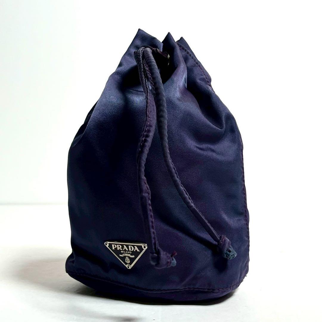 【希少カラー】プラダ 巾着バッグ ポーチ テスートナイロン ドローストリング 紫