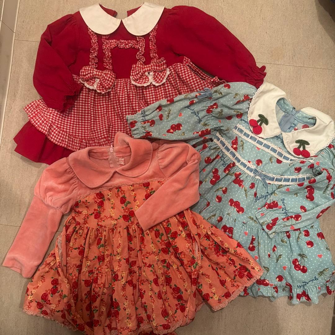 シャーリーテンプル　まとめ　90サイズ　ワンピース　苺　さくらんぼ