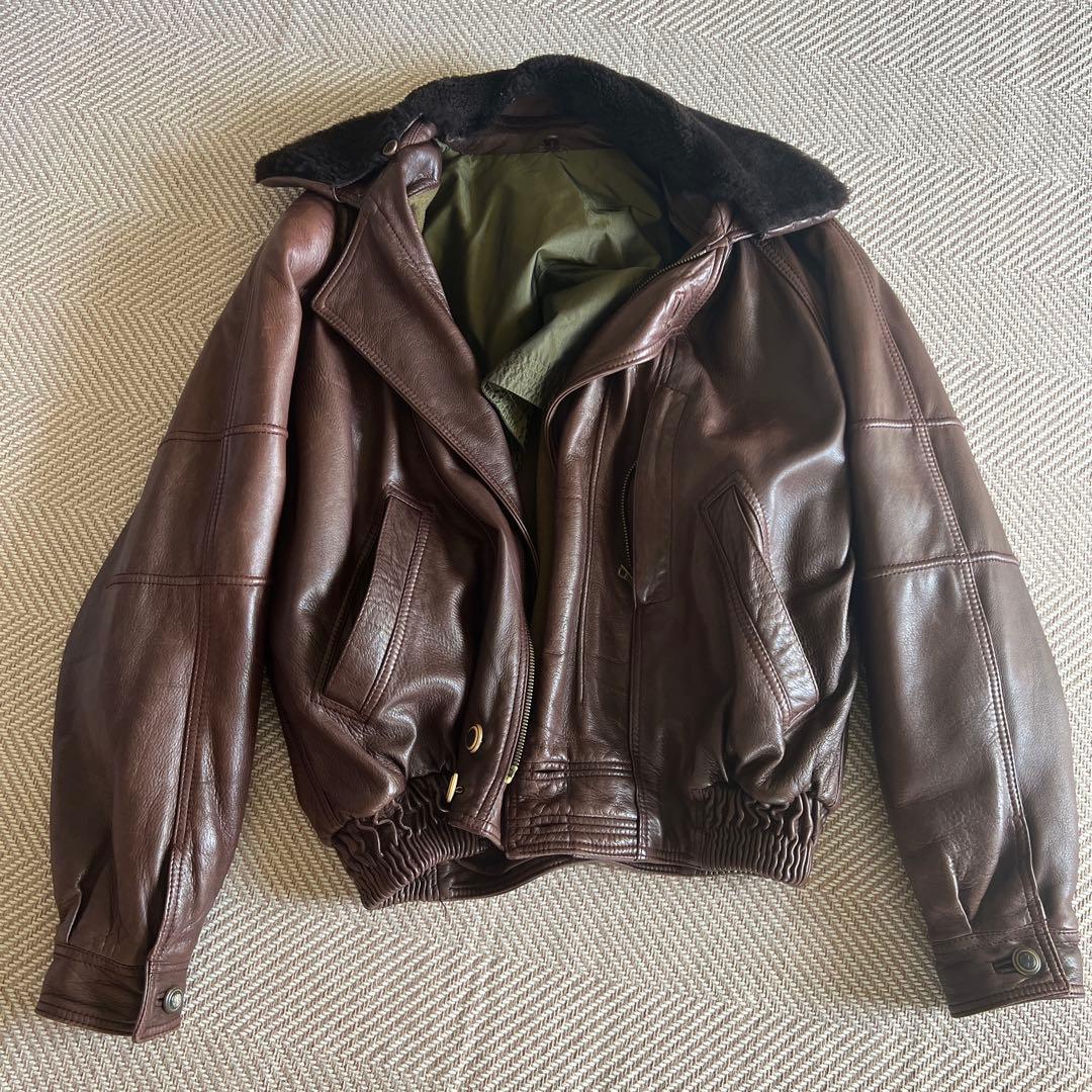 RUFFO レザージャケット　襟ボア　短丈 Liugoo Leathers 【20周年記念20%OFFクーポン】LIUGOO 本革 襟ボア