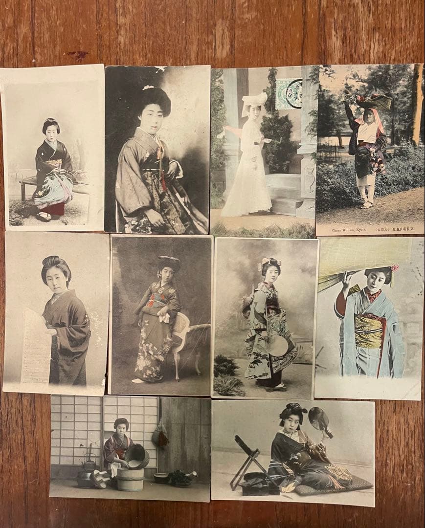 古写真 絵葉書 芸妓 戦前 印刷物 美人 手彩 着物 明治