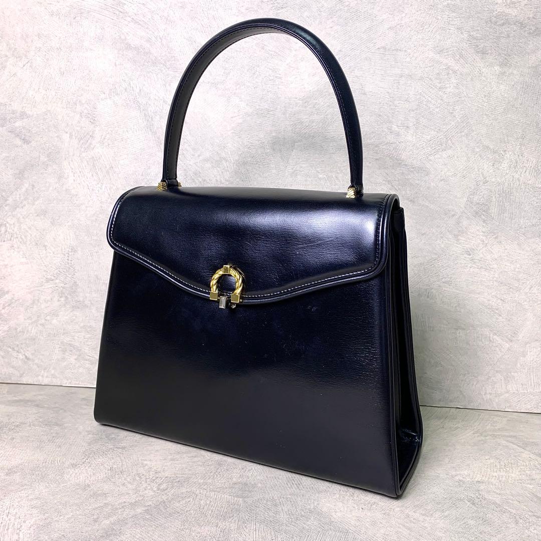 WAKO 銀座和光 カーフレザー ゴールド金具 フォーマル ハンドバッグ 黒 WAKO ワコウ 銀座 和光 定価12万 極上 カーフレザー ゴールド金具 黒