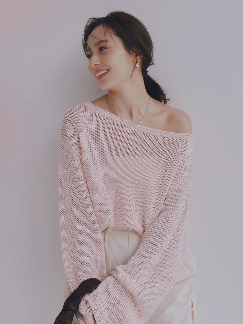 anuans ペーパーヤーンニットプルオーバー