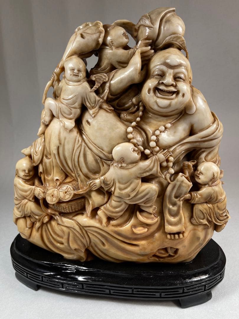 超大寿山石彫 仏教七福神13:6kg 極細工 細密彫刻骨董品天然古玩 仏教美術品 楽天市場】開運 金色 七福神 像 (寿山石製)高さ約10cm ☆木製台座・金