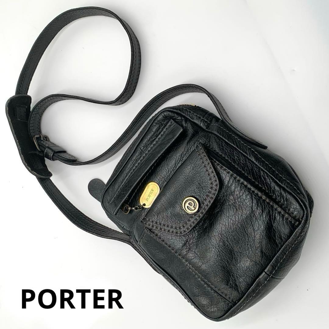 ポーター PORTER トスカーナ レザー ショルダー バッグ ブラック