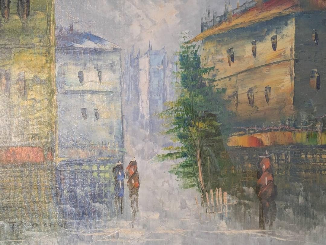 真作】絵画 油彩10号 ヨーロッパ都市情景 印象派風 静謐なる風景画