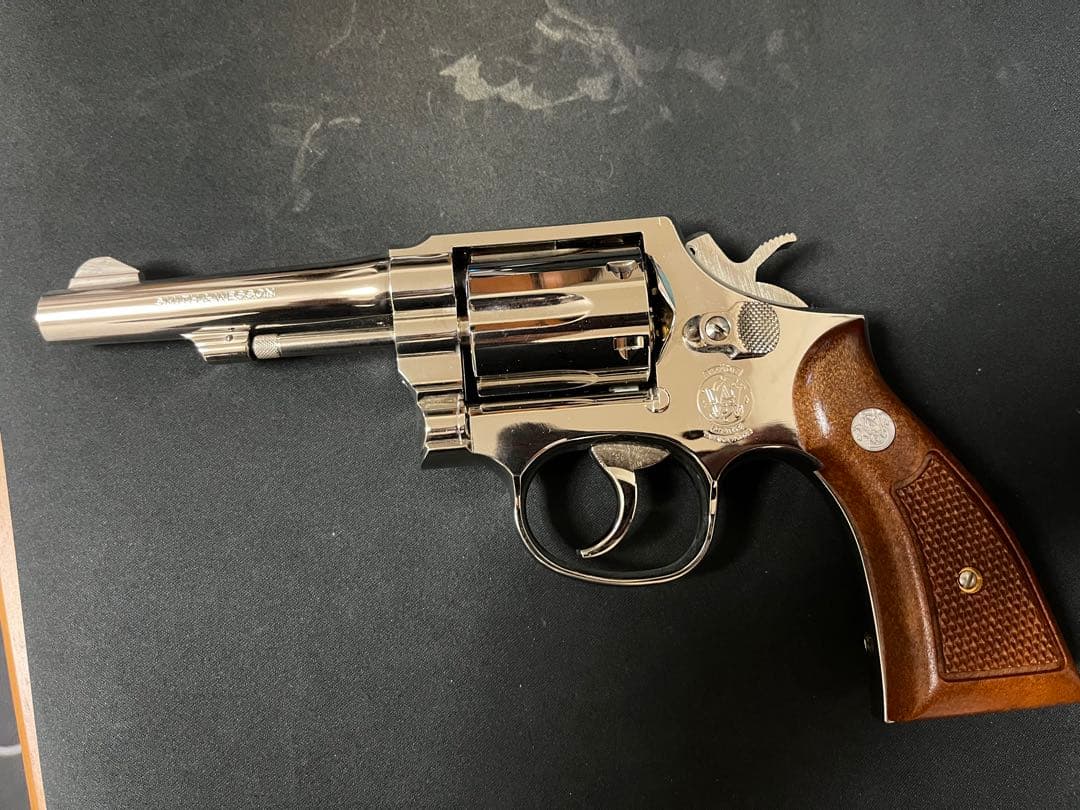 リンリン　タナカ　M10ガスリボルバー　ニッケルフィニッシュ タナカワークス : ガスリボルバー本体 S&W M10 4in M&P ニッケル