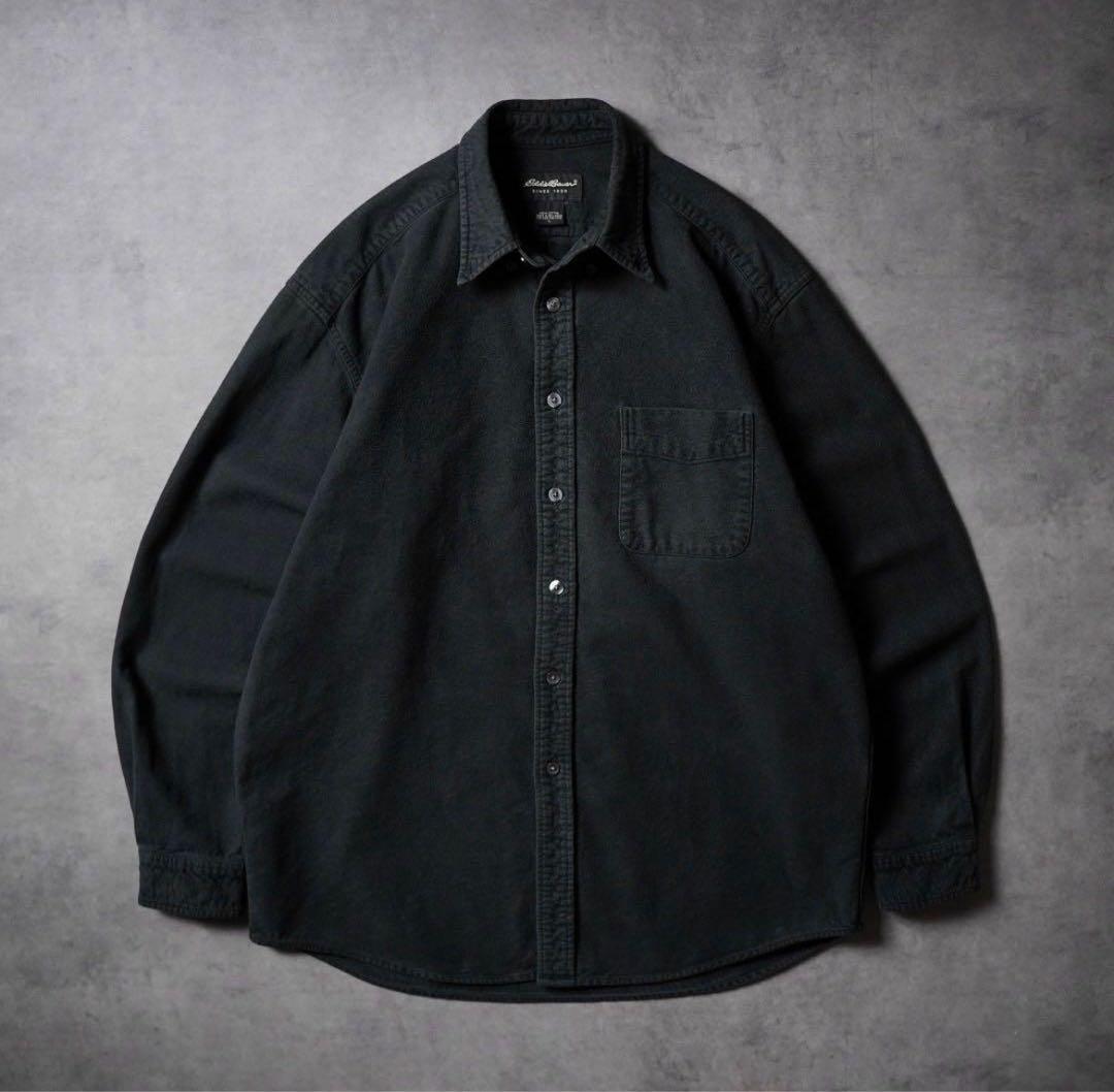 90s〜Eddie Bauer シャモアクロス　フランネル 長袖シャツ ブラック