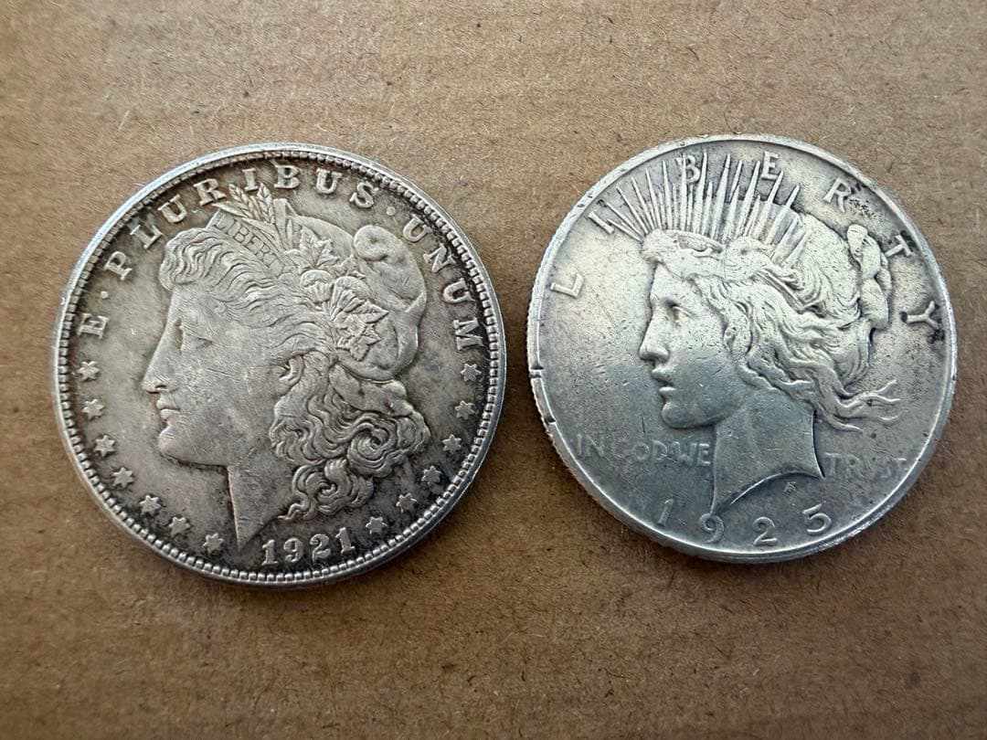 モルガンダラー　ピースダラー　２枚セット　アメリカ　1ドル　銀貨 アメリカ 2024年 モルガンダラーとピースダラー 1ドル銀貨2種セット