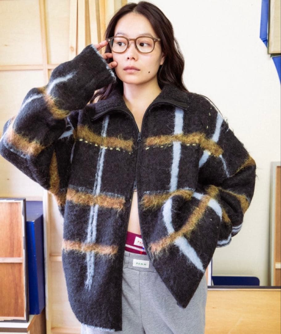 PAMM 透明な空気のチェックジップニット 透明な空気のチェックジップニット – pamm.officialstore