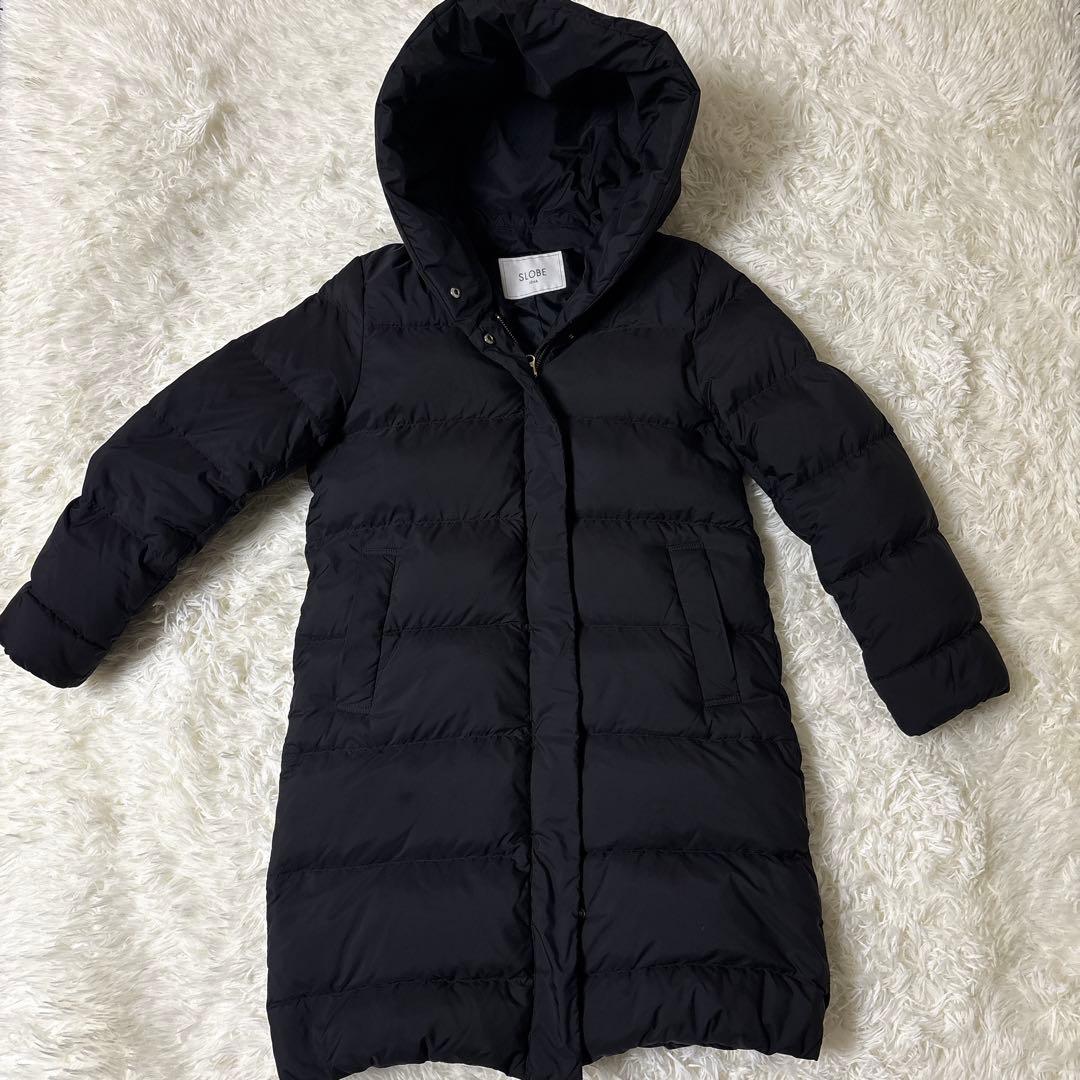 美品 スローブイエナ ショールフードロングダウンコート ブラック黒　サイズ 36 セール】フードロングダウンコート◇（ダウンジャケット/コート