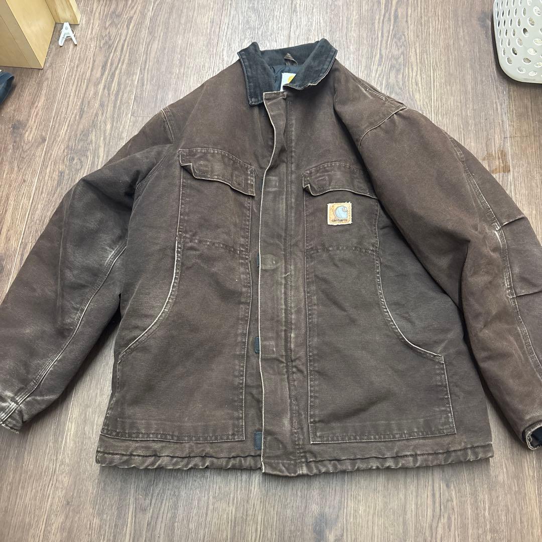 ブラウンデニムジャケット コーデュロイ襟付き