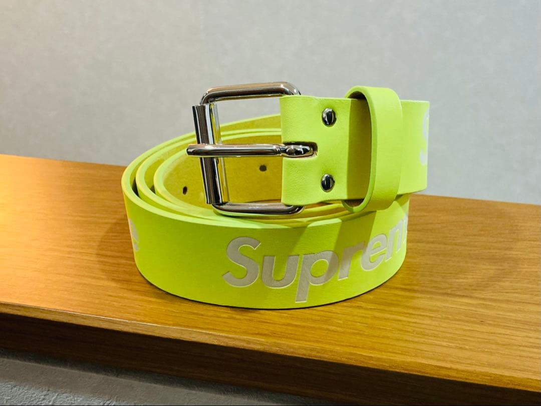 Supreme イエロー ロゴベルト シュプリーム Supreme ベルト REPEAT LEATHER BELT ライトイエロー