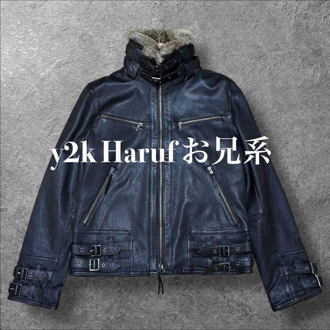 y2k japanese label Haruf ゴートレザー レザージャケット Haruf（ハルフ） レザージャケット 革ジャン レザーコート メンズ 本革