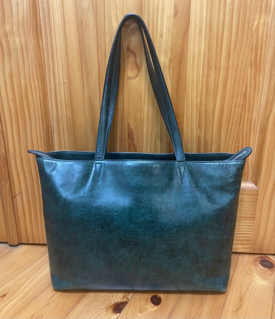 エルゴポック トートバッグ レザー ネイビー グリーン A4 HERGOPOCH