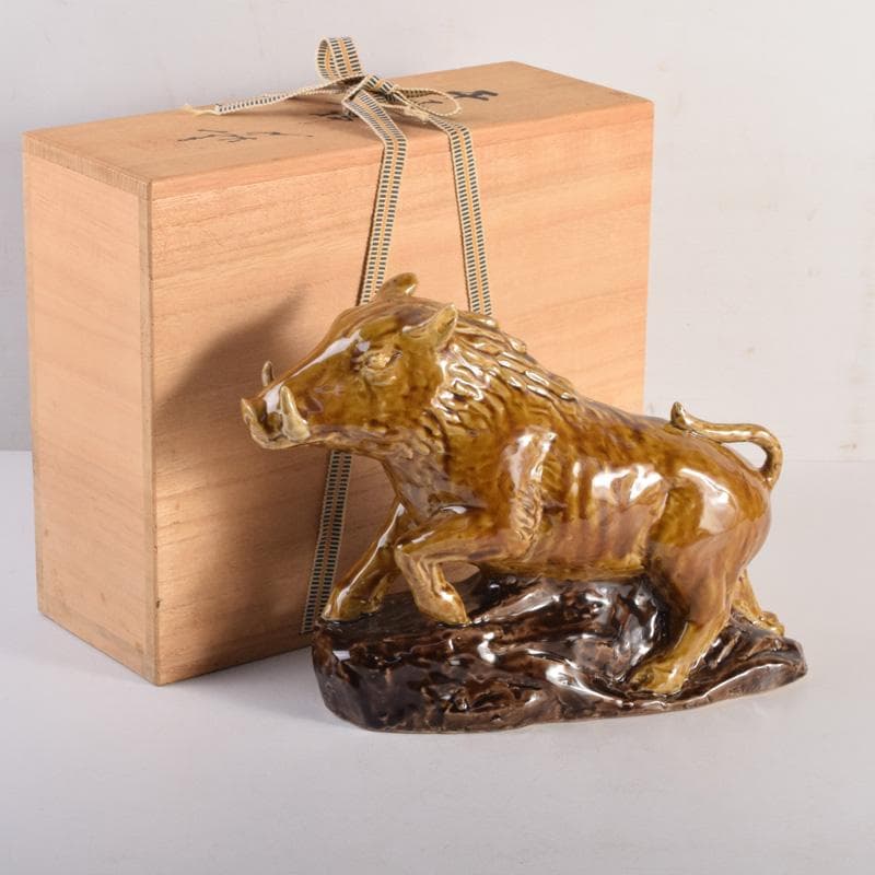 九谷焼　人間国宝　三代徳田八十吉作　猪　干支置物　C　8299 Yahoo!オークション -「徳田八十吉 三代 干支」の落札相場・落札価格