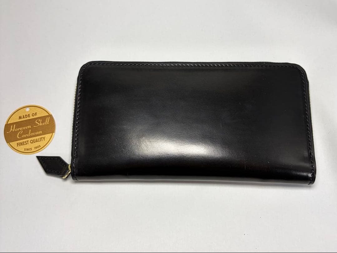 Flathority シェルコードバン ラウンド長財布 黒
