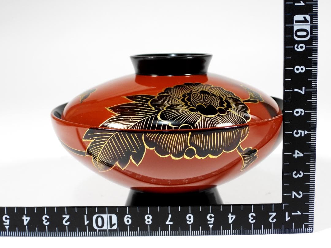 輪島塗 懐石椀汁椀 蒔絵椀 上質朱漆 牡丹沈金 蓋碗十客 共箱 - メルカリ