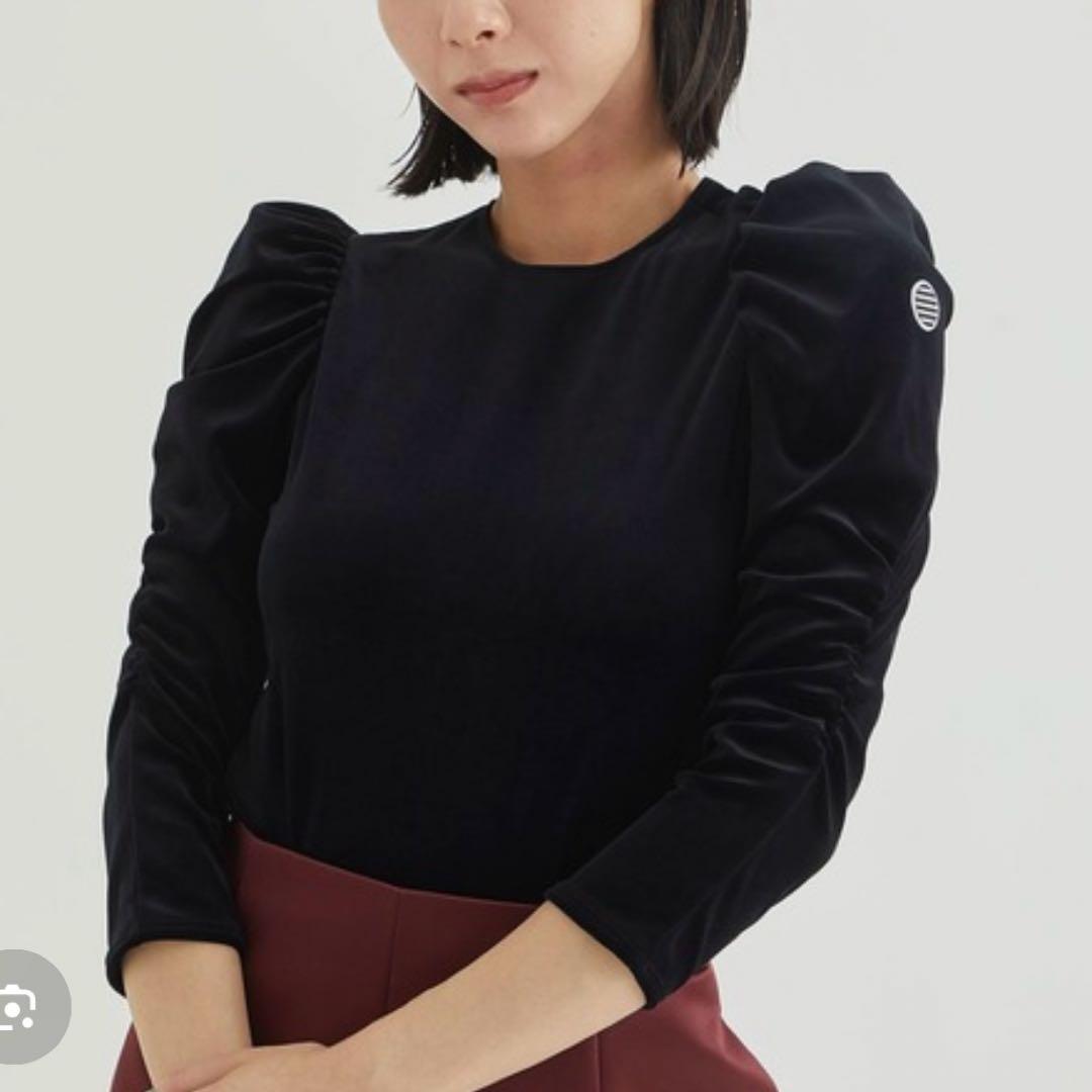 【美品】BODERS at BALCONY/パフスリーブベロアボディスーツ