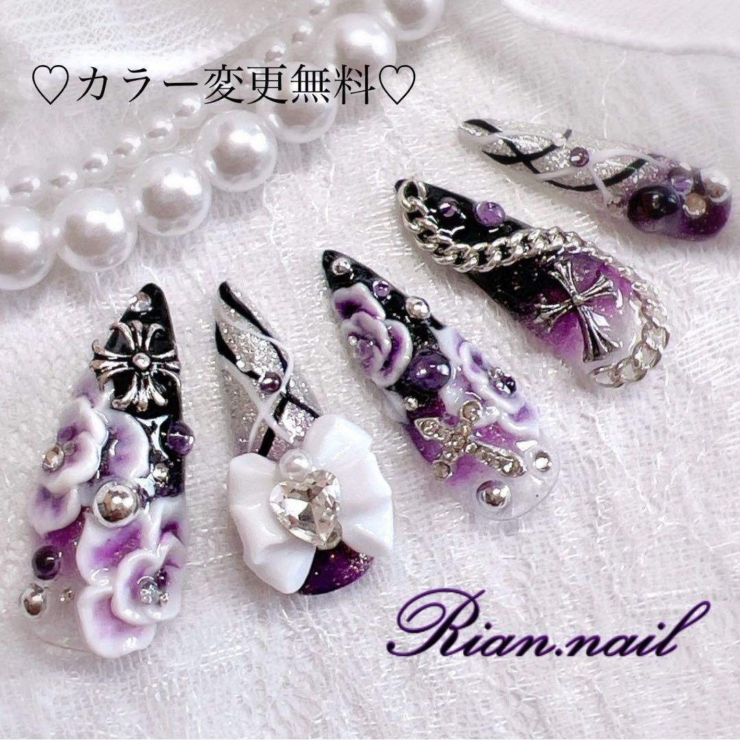 【No.017】ネイルチップ♡成人式・和柄・お花・前撮り【ロング料金込】