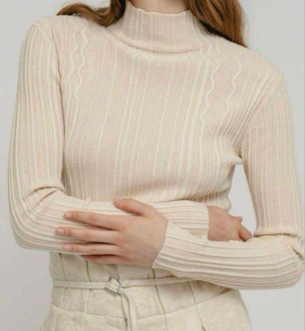 トップス Eaphi RANDOM LINE DESIGN KNIT ivory