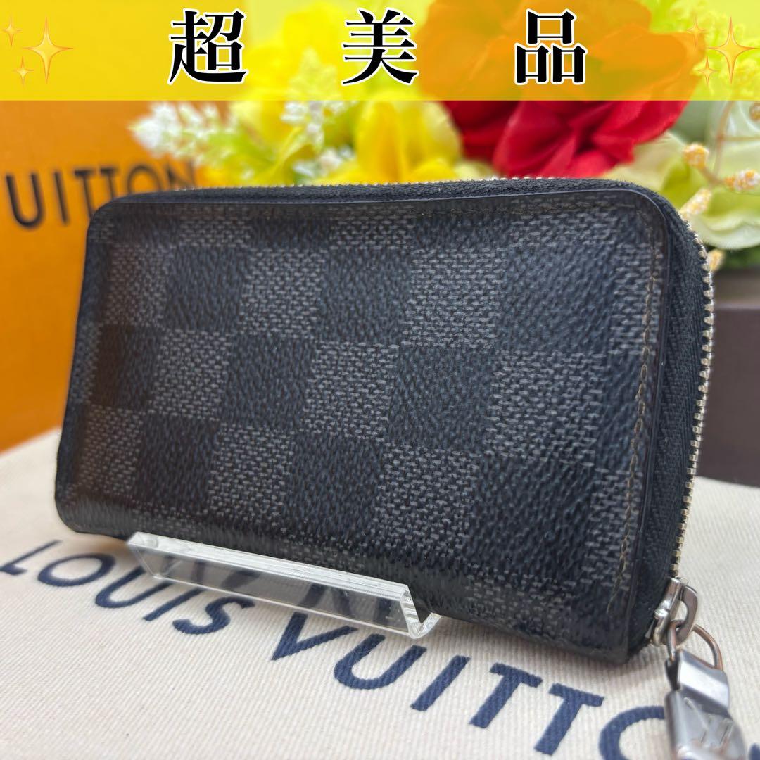 ✨超美品✨ルイ ヴィトン パース ダミエ グラフィット ケース ルイヴィトングラフィット ジッピーコインパース 14137 黒/グレー