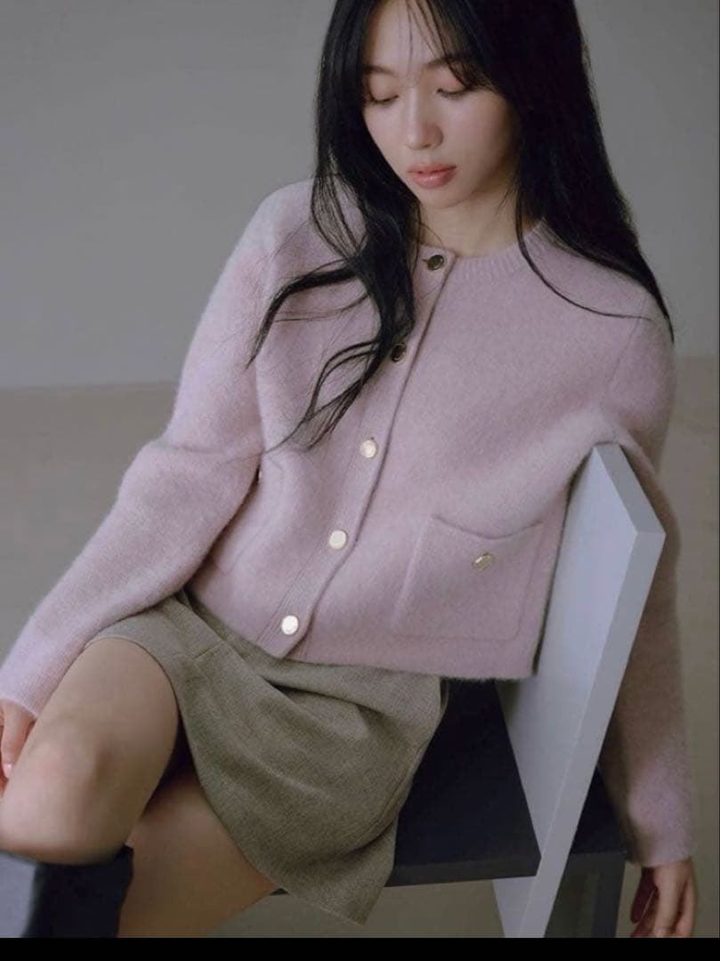 フレイアイディー　フォックスウールニットジャケット　PINK