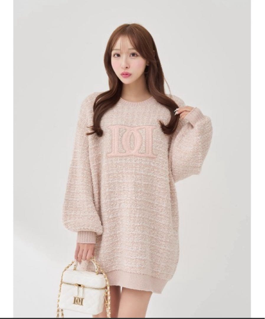 Darich ダーリッチ DDロゴツイードニットプルオーバー ピンク - メルカリ